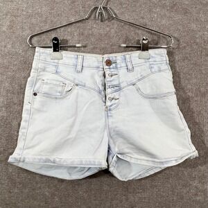 Denim Co Jean Shorts Womens 6 Light Wash High Waist Button Fly Western Boho